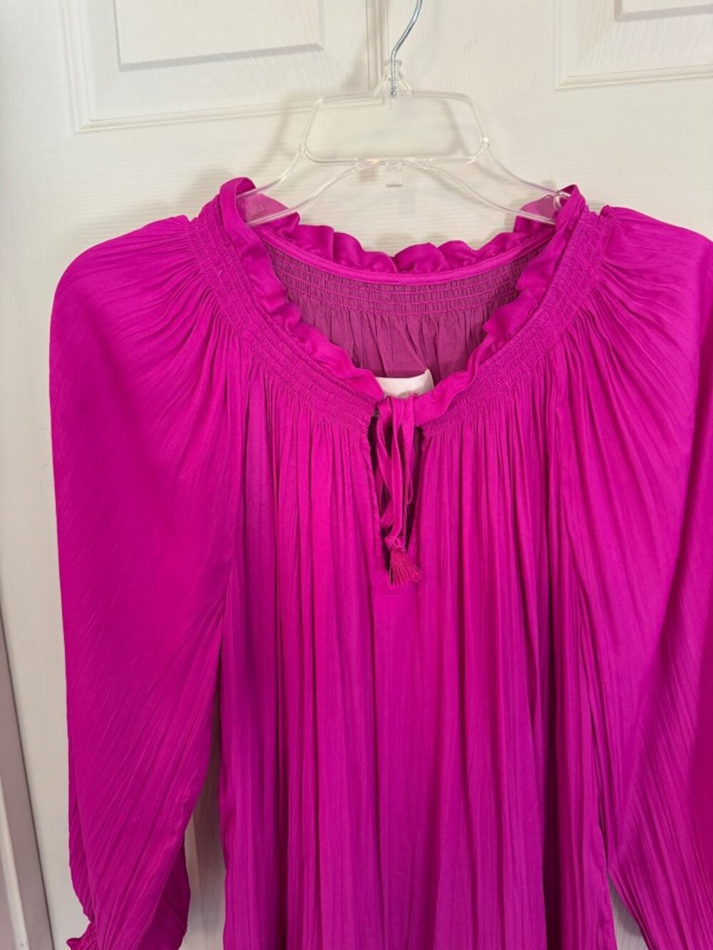 Anthropologie Giulia Tunic Dress Long Sleeve Satin Ruffle Overside Mini XS - Picture 3 of 6